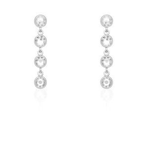 925 Sterling Silver Clear Austrian Crystal Four 5mm Round Drop Dangle Earrings - Bild 1 von 4