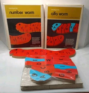 Instructo/McGraw-Hill Number ABC Worm Puzzles Sealed Preschool Homeschool Wooden - Picture 1 of 16