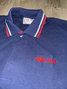 Vintage NRA ILA Firearms Golf Polo Shirt size Large made in USA Red White Blue - Picture 1 of 4