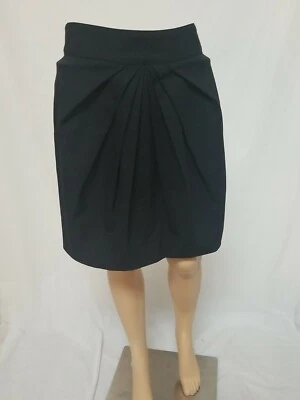Catherine Malandrino Skirt Sz 6 Black Wool Blend Pleated Back Zip - Image 1 of 4