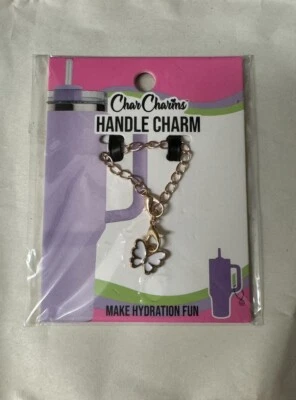 Dijes Dijes Vaso de Agua Mango de Botella Dije Accesorios Mariposa Dorado y Blanco Foto 1 de 3