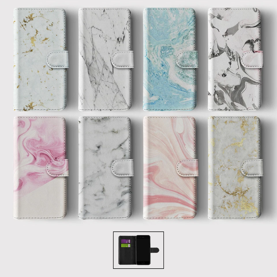 CASE FOR IPHONE 16 15 14 13 12 11 SE PRO WALLET FLIP PHONE COVER COLOUR SWIRL - Image 1 of 1