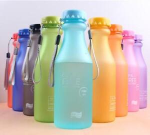2pcs 550ml Leak-proof Candy Colors  Water Bottle Soda Unbreakable Sport Bottles