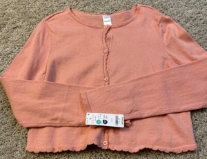 CARTER'S Big Girls Peach Scallop Cardigan Button Down NWT Size 14 NEW - Picture 1 of 4
