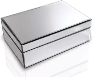 Silver Glass Mirrored Jewelry Box Beautiful Finish Storage Sturdy Organizer High - Picture 1 of 12