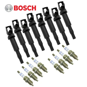 OEM Ignition Coil + Spark Plug Double Platinum (8sets) Bosch for BMW V8 5 6 7 X5 - Picture 1 of 1