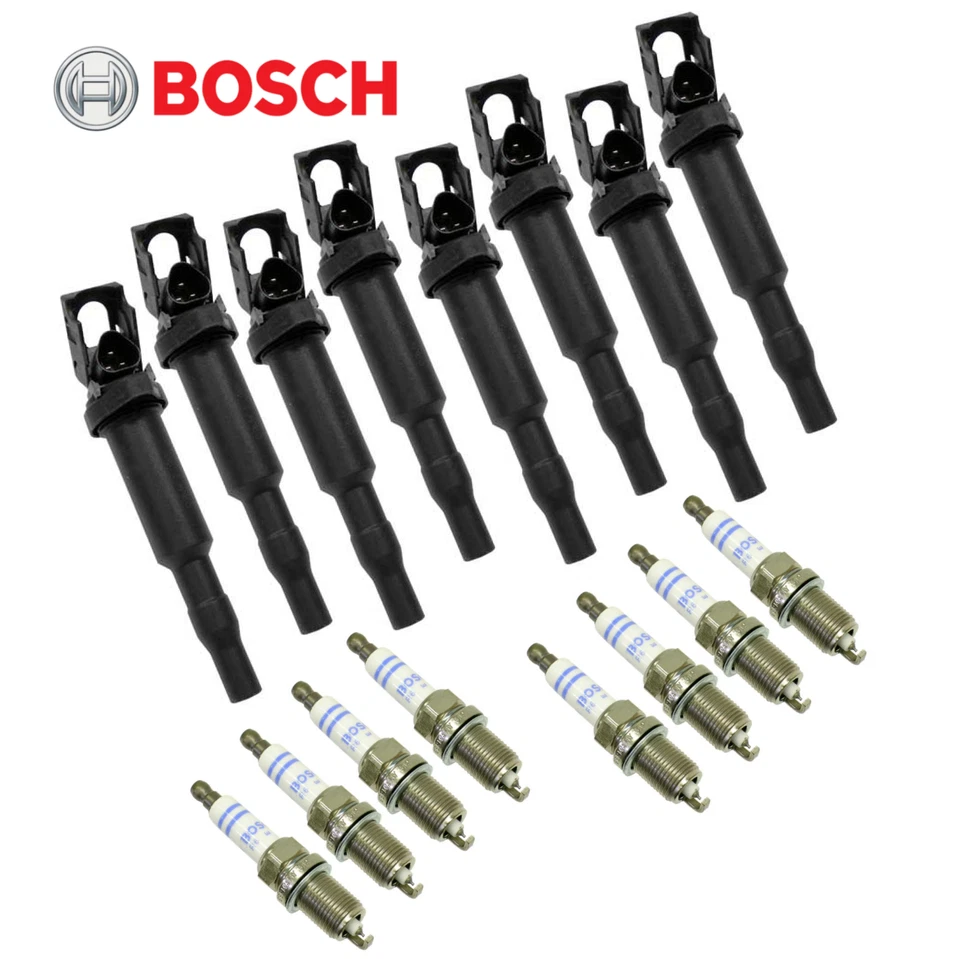 OEM Ignition Coil + Spark Plug Double Platinum (8sets) Bosch for BMW V8 5 6 7 X5 - Image 1 of 1