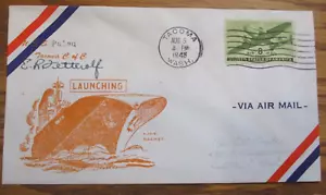 COVER CACHET "1945 WORLD WAR II LAUNCHING of U.S.S. "PALAU" TACOMA, WA - Picture 1 of 4