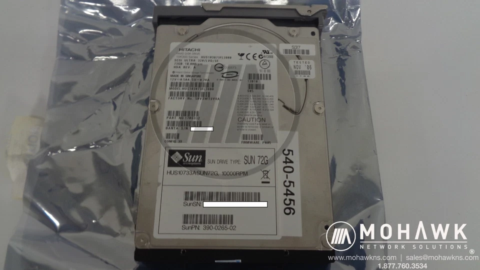 Sun Hitachi HUS103073FL3800 540-6600-01 390-0265-02 73GB SCSI 3.5 Hard Drive - Image 1 of 1