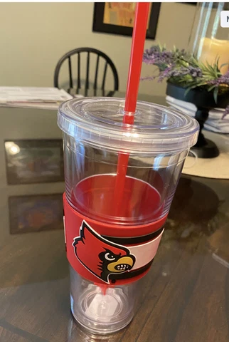 Louisville Cardinals Red 22oz Tumbler w/ Straw Cover