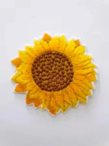 Sunflower Iron-on Patch, Embroidered Sunflower Applique, Flower Patch - Picture 1 of 3