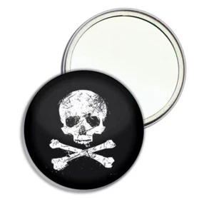 Distressed Skull and Crossbones Round Mirror Pocket Compact (55mm or 77mm) - Picture 1 of 6