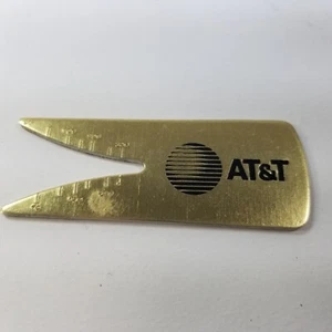 VINTAGE AT&T TELEPHONE GOLFER DIVOT TOOL BAG BOY GOLFING GREEN TOOL  Gold Tone - Picture 1 of 6