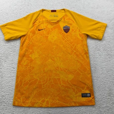 Nike Roma Soccer Jersey Graphic Authentic 2018 Yellow Kids Size L - Image 1 of 4