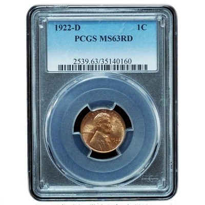 1922-D Lincoln Cent MS63RD PCGS – Brilliant Red Mint-State Example - Image 1 of 3