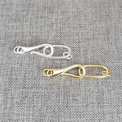2sets of 925 Sterling Silver Oval Hook and Eye Clasps Gold Plated Connector - Image 1 of 3
