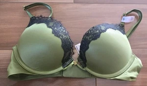 Nuevo con etiquetas Sujetador Push Up Acolchado Borde Encaje Victorias Secret Bombshell añadir 2 Copas 32B Verde - Imagen 1 de 6