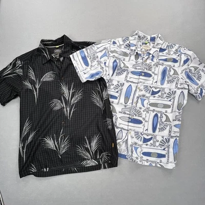 Quiksilver Waterman Shirts Men M White Black Lot of 2 Surfboard Hawaiian Comfort - Image 1 of 4