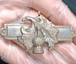 Victorian C Clasp Art Nouveau Bar Pin Brooch Pendant Antique VTG 1899 Brass - Picture 1 of 8