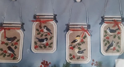 Mary Maxim Winter Mason Jar Birds 27159 plastic canvas yarn needlework kit NEW - Image 1 of 3