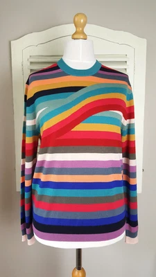 Paul Smith Women's Knitted Swirl Stripe Crew Neck Pure Wool Jumper (XL) RRP £250 - Image 1 of 4