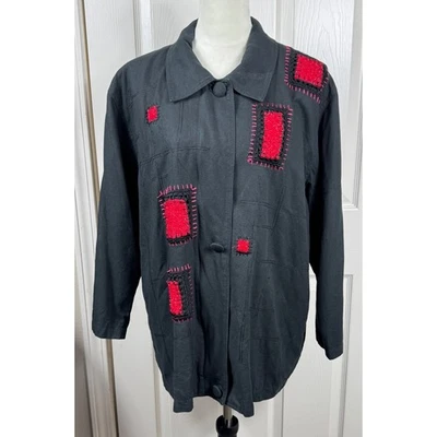 Chaqueta Great Cavalier Silk XL Embellecida Patchwork Cremallera Completa Abotonada Negra Foto 1 de 4