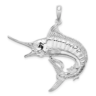 Sterling Silver Marlin Fish Pendant Charm 925 - Image 1 of 4