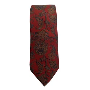 Aquascutum London Vintage Silk Hand Finished Red Paisley Necktie Men's A20Q - Picture 1 of 7