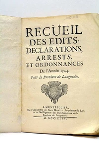 Recueil de 57 Edits Declarations Ordonnances Province Languedoc 1744 - Imagen 1 de 12