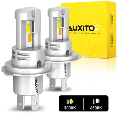 2X AUXITO 9003 Kit Bombillas Alto H4 Faro LED Luz Baja Ámbar/Blanco 30000LM Foto 1 de 4