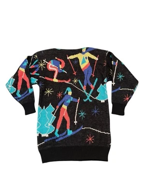 Suéter de esquí de lana pura Demetre vintage de los 80 para mujer talla pequeña esquiar personas raro Foto 1 de 4