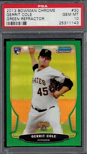2013 Bowman Chrome GREEN REFRACTOR 30 Gerrit Cole.  PSA 10 GEM MINT.  (2531-C). - Picture 1 of 2