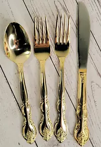 International San Marcos Forks 2 Knife 1 Spoon 1 Flatware 4 Pc Gold Colored - Picture 1 of 3