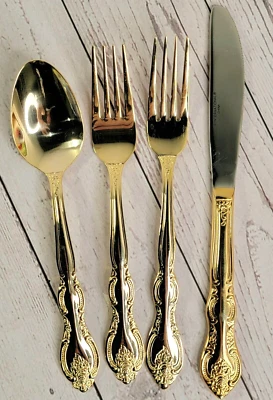 International San Marcos Forks 2 Knife 1 Spoon 1 Flatware 4 Pc Gold Colored - Image 1 of 3