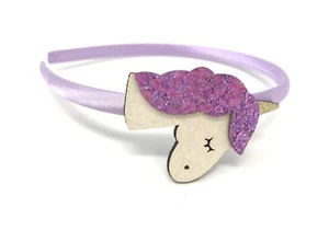 Unicorn Purple Lilac Sparkly Girls Satin Hairband Headband Alice Band - Picture 1 of 2