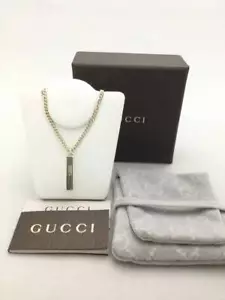 GUCCI Ritaglio G Bar Collana Ciondolo Charm Argento 925 #113 - Foto 1 di 9