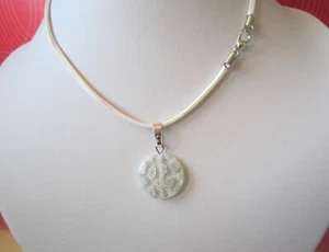 Cordón y colgante círculo cristal milflores transparen collar suede blanco 48 cm - Imagen 1 de 3