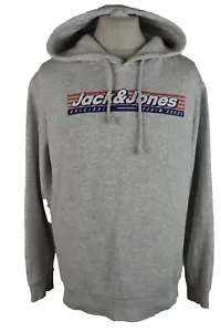 JACK&JONES Grey Hoodie size XL Mens Pullover Sportswear Outdoors Outerwear - Picture 1 of 5