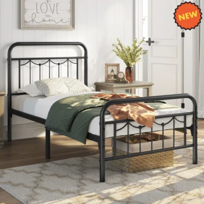 Marco De Cama Base Plataforma de Metal Cabecera Negra Habitacion TWIN Marco De Cama Foto 1 de 4