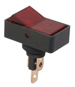 Kfz-Wippschalter 12V 20A, mit roter Wippe, beleichtet, Lochmontage, EIN/AUS 3Pin - Picture 1 of 6