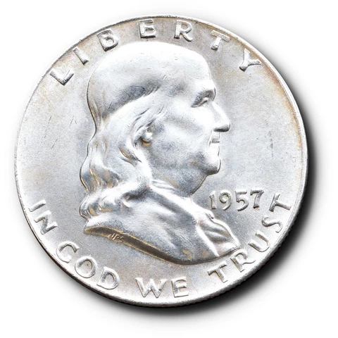 1957-D Franklin Half Dollar Silver  50C Choice Unc FBL Cover