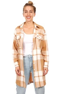 Nueva camisa de vestir para mujer de algodón franela búfalo a cuadros doble bolsillo talla grande - Imagen 1 de 10