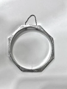 Antique .925 Handmade - Hand Carved - Sterling Silver Octagon Bracelet - 7” - - Picture 1 of 14
