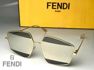 Nuevas gafas de sol Fendi FE40016U metal dorado/gris 30C geométricas 60-140 Italia - Imagen 1 de 8
