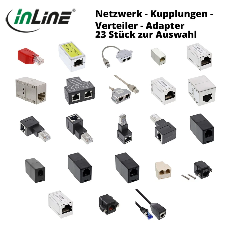 INLINE Adapter Netzwerk Cat 5e 6 6A UTP RJ 10 11 45 ISDN Buchse Stecker IYX - Bild 1 von 1