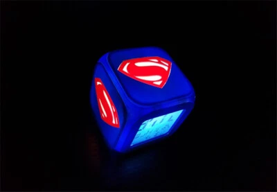Superman Digital USB LED Night Light Alarm Clock 7 Colors Kids Room Lamp Gift US - Image 1 of 4