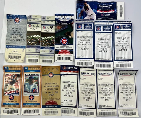 CHICAGO CUBS TICKET STUB LOT OF 15 Wrigley Field 2012 2018 Cover