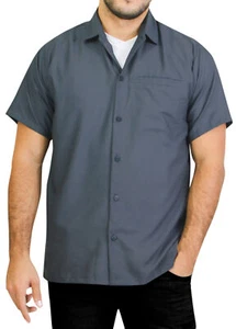 LA LEELA Men's Short Sleeve Button Down Casual Camp Summer Shirt 7XL Grey, Plain - Picture 1 of 3