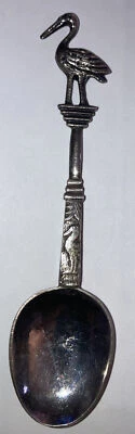 Antique Continental 13 Stork Figural silver Spoon - Image 1 of 4