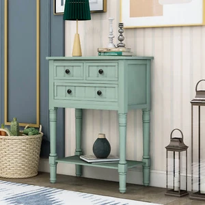 Narrow Console Table 3 Storage Drawers Entryway Nightstand W/ Open Display Shelf - Picture 1 of 83